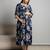 Blue cotton printed maternity dress for women
