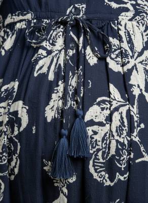 Blue cotton printed maternity dress for women 2