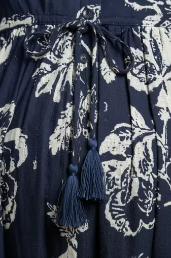 Blue cotton printed maternity dress for women
