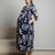 Blue cotton printed maternity dress for women