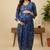 Blue cotton printed maternity dress for women