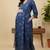 Blue cotton printed maternity dress for women