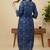 Blue cotton printed maternity dress for women