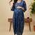 Blue cotton printed maternity dress for women