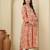 Peach cotton printed maternity dress for women