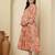 Peach cotton printed maternity dress for women