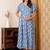 Blue cotton printed maternity dress for women