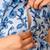 Blue cotton printed maternity dress for women
