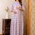 Purple cotton printed maternity dress for women
