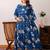 Blue cotton printed maternity dress for women