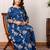 Blue cotton printed maternity dress for women