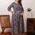 Grey cotton printed maternity dress for women