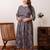 Grey cotton printed maternity dress for women
