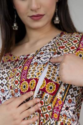 Multicolor viscose rayon printed maternity dress for women 2