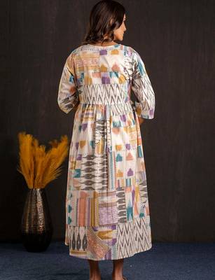 Multicolor viscose rayon printed maternity dress for women 5