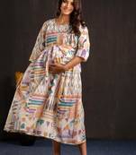 Multicolor cotton printed maternity dress for women