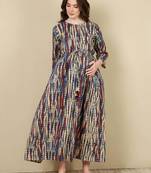 Multicolor cotton printed maternity dress for women