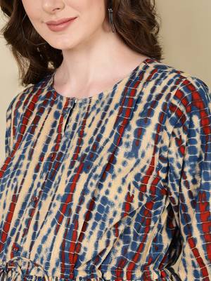 Multicolor cotton printed maternity dress for women 3