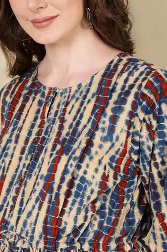 Multicolor cotton printed maternity dress for women
