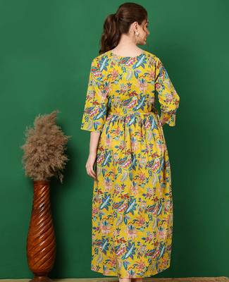 Multicolor cotton printed maternity dress for women 5