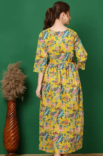 Multicolor cotton printed maternity dress for women
