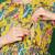 Yellow cotton printed maternity dress for women