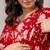 Red cotton printed maternity dress for women