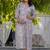 Grey cotton printed maternity dress for women