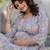 Grey cotton printed maternity dress for women