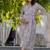 Grey cotton printed maternity dress for women
