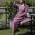 Lavender cotton printed maternity dress for women