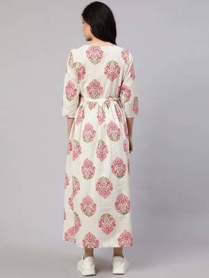 Lavender cotton printed maternity dress for women 5