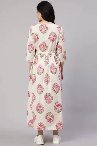 Lavender cotton printed maternity dress for women