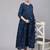 Navy blue cotton printed maternity dress for women