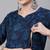 Navy blue cotton printed maternity dress for women
