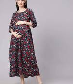 Multicolor cotton printed maternity dress for women
