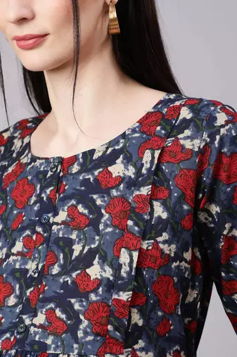 Multicolor cotton printed maternity dress for women