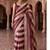 Burgundy striped beads and stones organza designer saree