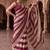 Burgundy striped beads and stones organza designer saree