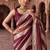Burgundy striped beads and stones organza designer saree