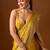 Yellow embellished zari silk blend heavy work saree