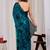 Teal floral beads and stones organza saree
