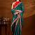 Teal bandhani embroidered organza saree