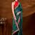 Teal bandhani embroidered organza saree