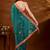 Teal bandhani embroidered organza saree