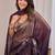 Purple floral beads and stones organza saree