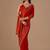 Red embellished sequinned organza saree with unstitched blouse piece
