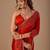 Red embellished sequinned organza saree with unstitched blouse piece