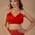 Red embellished sequinned organza saree with unstitched blouse piece
