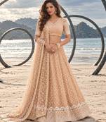 BEIGE YELLOW NET THREAD WITH ZARI AND SEQUIN WORK FESTIVE LEHENGA CHOLI
